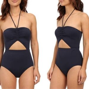 Michael Michael Kors Halter Maillot Navy Blue One Piece Cutout Swimsuit 10